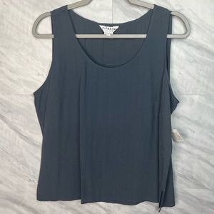 Citron Santa Monica Textured Grey Silk Tank Large NWT